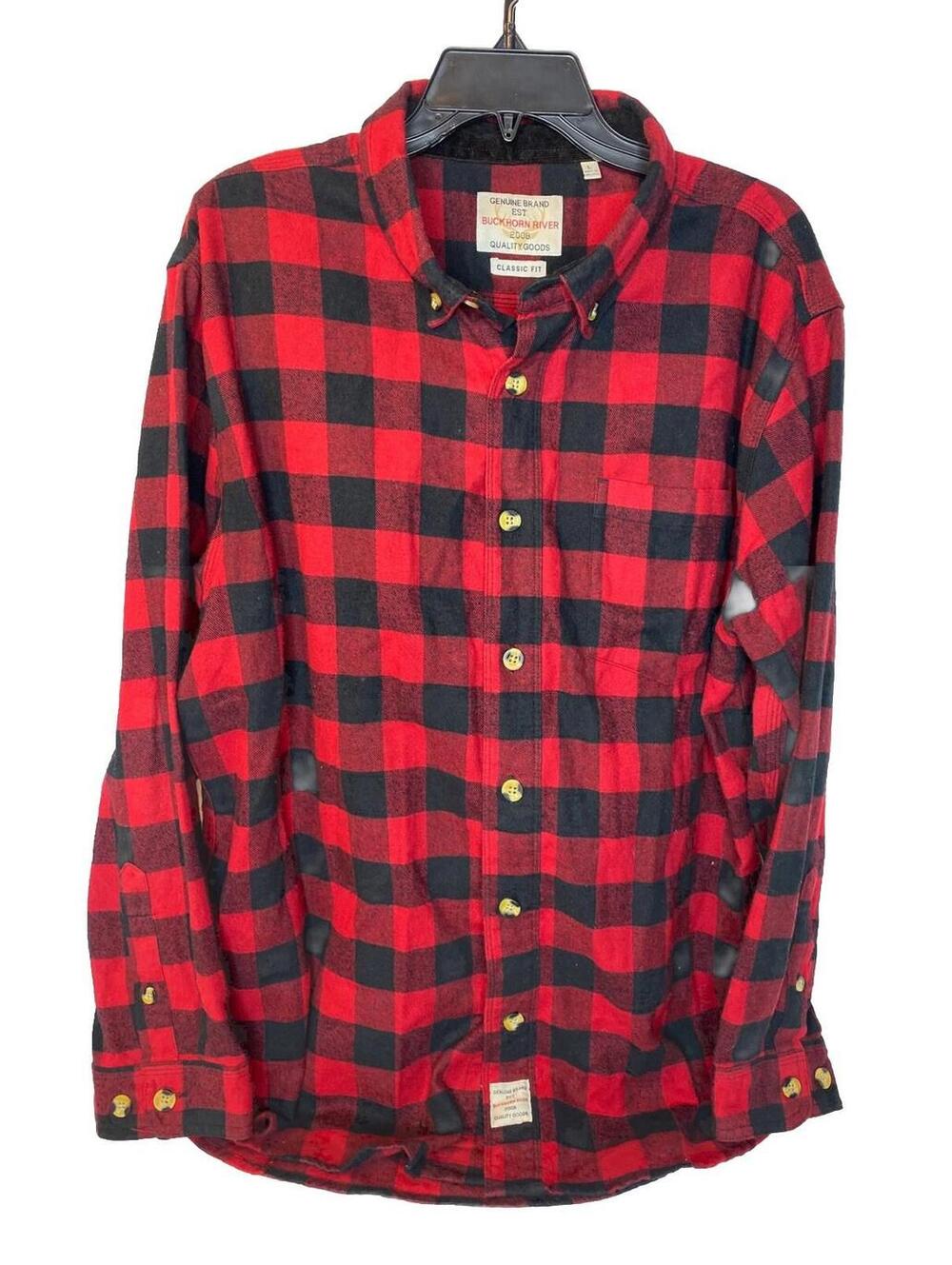 Buckhorn River Men’s Sz L Flannel Shirt Button Up Plaid Check Pocket